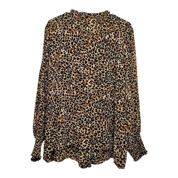 T. Tahari Women Long Sleeve Leopard Print Ruffled Collar Button Down Blouse 3X - Picture 2 of 8